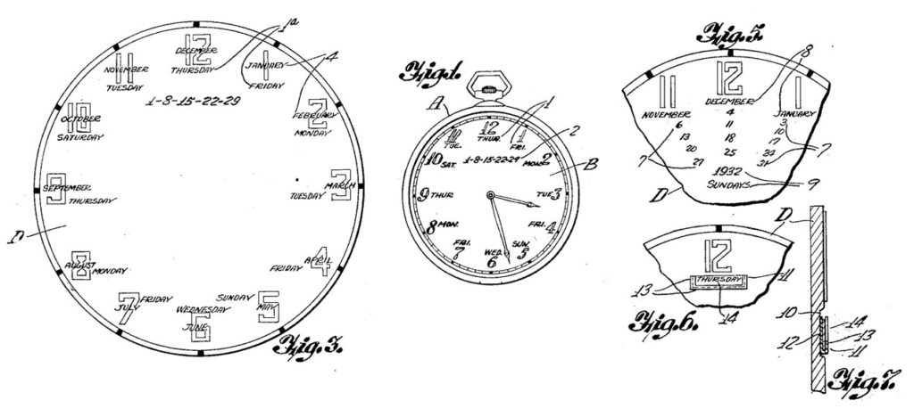 US1906908 Watch or clock calendar or date indicator